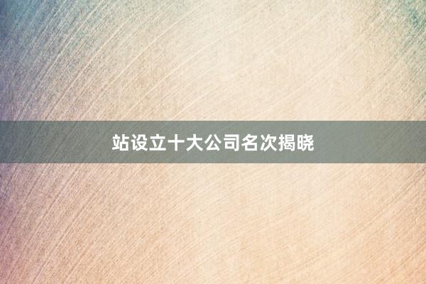 站设立十大公司名次揭晓